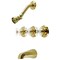 Kingston Brass KB237PX Three-Handle Tub and Shower Faucet, Brushed Brass KB237PX - alternate 1